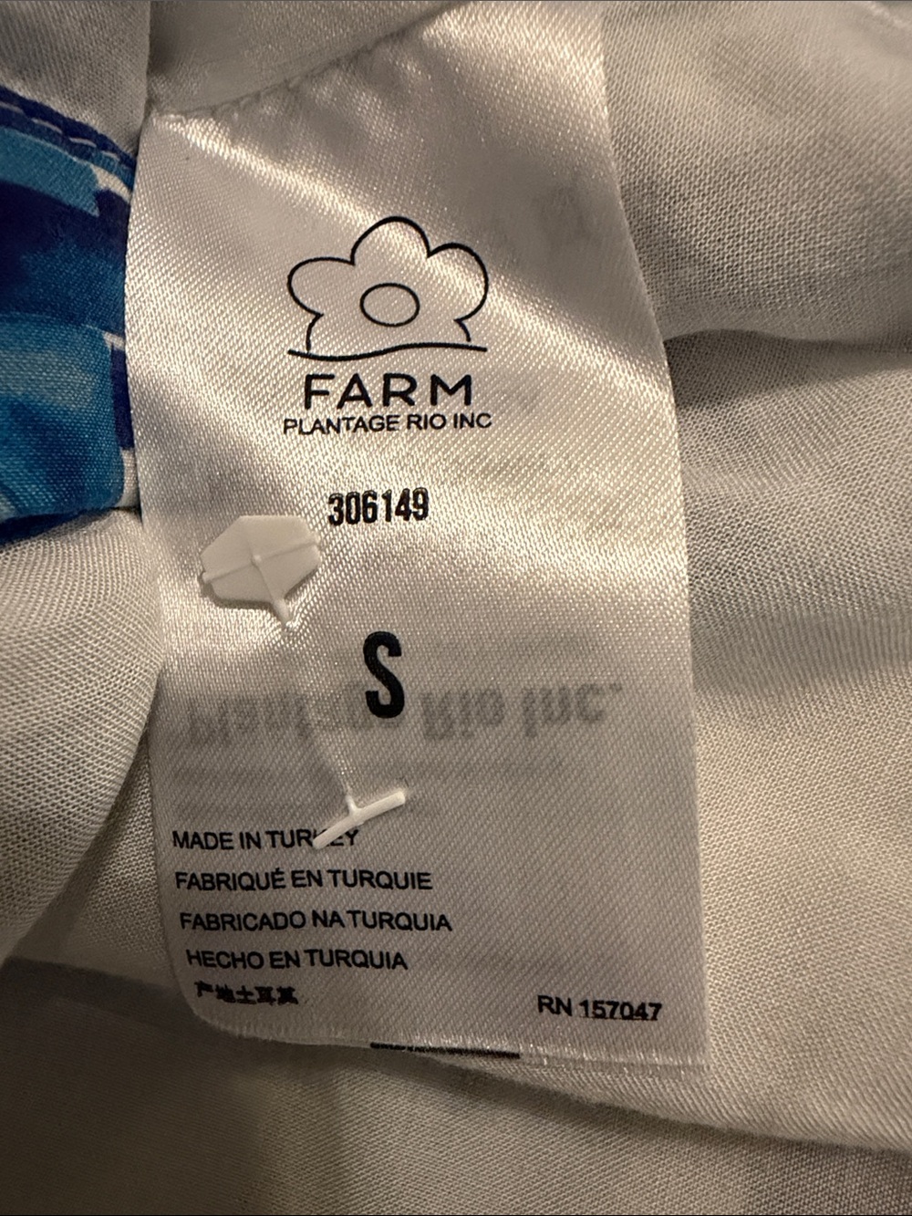Farm Rio Blue Palm and Beach print Mini Dress - Picture 5 of 5